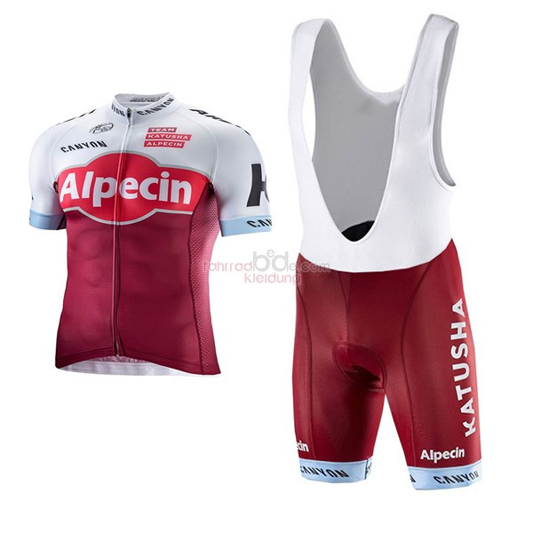 Katusha Alpecin Kurzarmtrikot 2017 Und Kurze Tragerhose rot Und wei